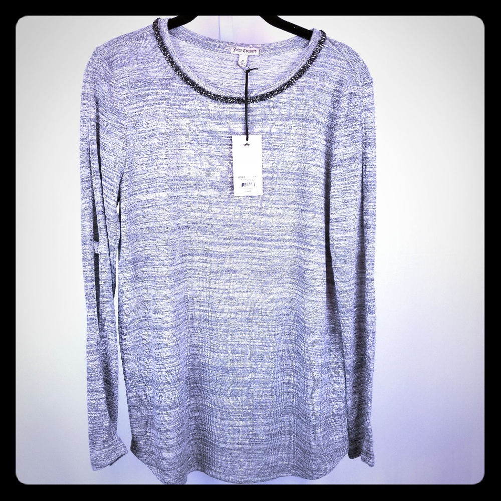 Juicy Couture Embellished Slit Long Sleeve Top